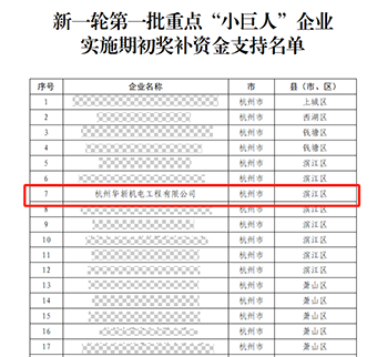 華新機電晉升國家重點“小巨人”啦！